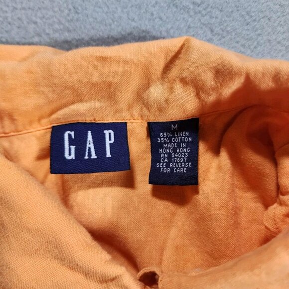 Gap Short Sleeve Button Shirt Orange Linen Blend‎ Medium - Picture 4 of 5